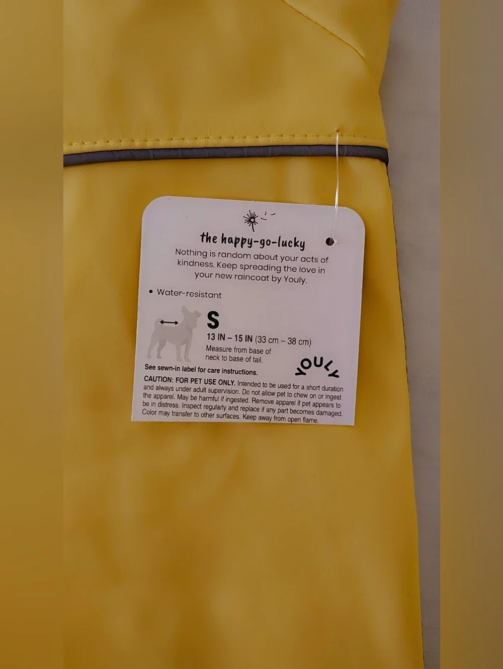 PET RAINCOAT Yellow Size Small NWT